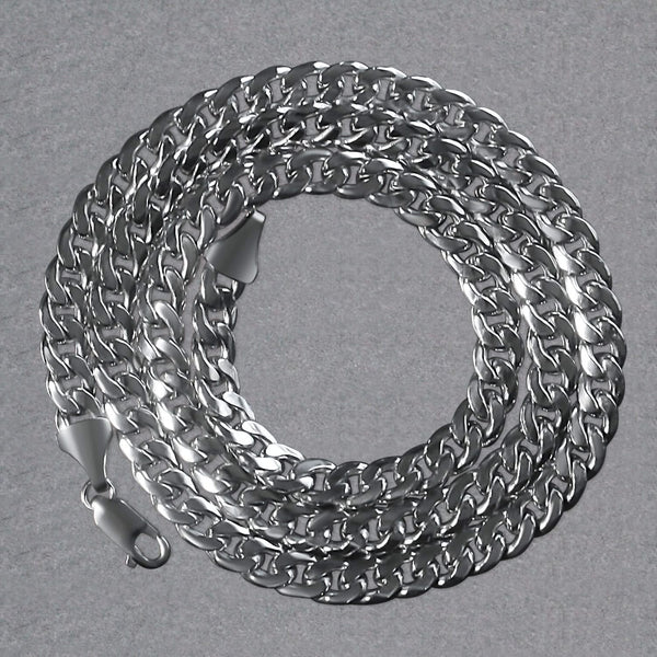 14K White Gold Miami Cuban Semi Solid Chain (7.00 mm)