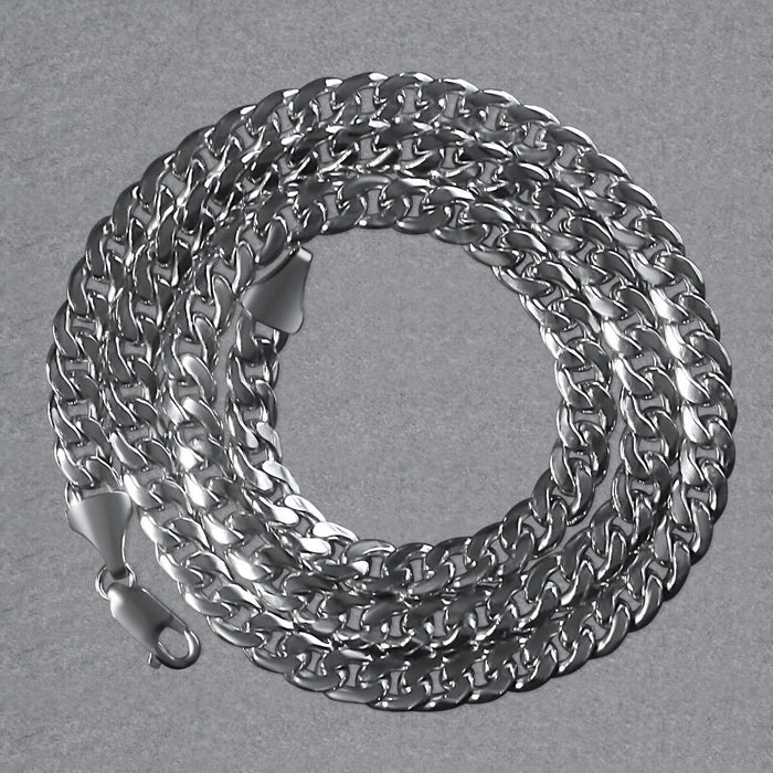 14K White Gold Miami Cuban Semi Solid Chain (7.00 mm)