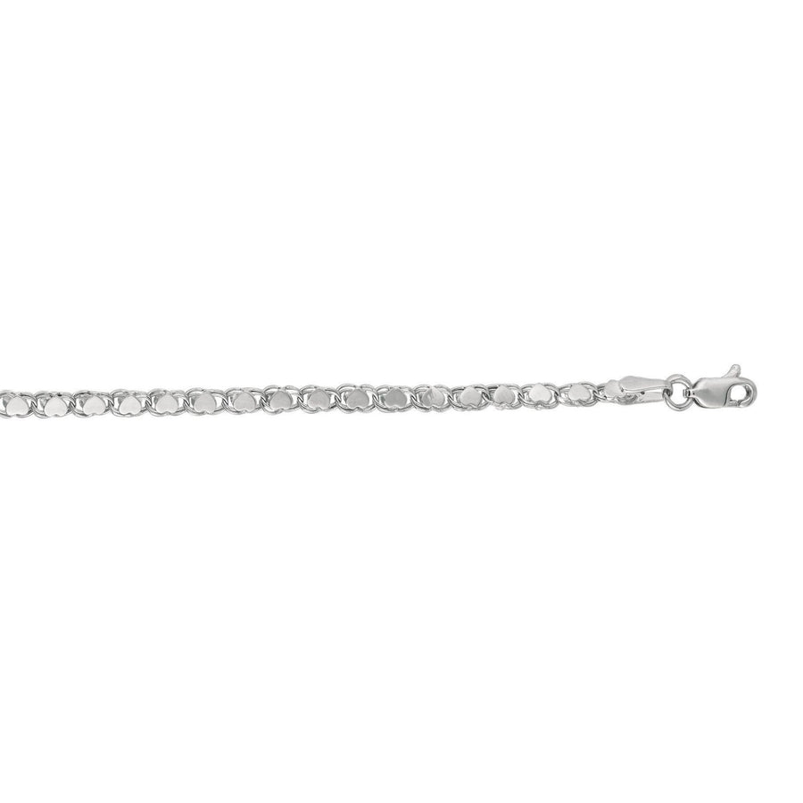 2.9mm 14k White Gold Heart Anklet