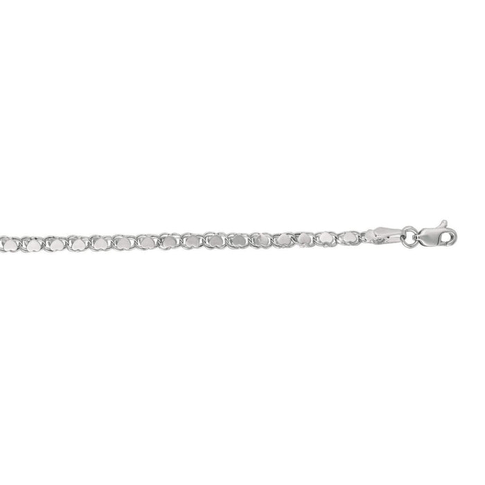 2.9mm 14k White Gold Heart Anklet