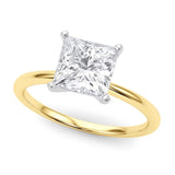 14K yellow gold ring with 1 princess diamond stone in solitaire setting thumbnail 1