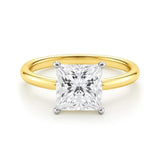 3 Carat Princess Lab Grown IGI G/VS1 Diamond Solitaire Ring in 14K Yellow Gold thumbnail 3