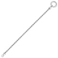 Sterling silver rhodium plated rope chain bracelet with push lock clasp, 3.40 mm