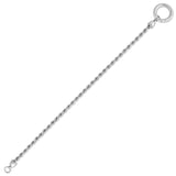 Sterling silver rhodium plated rope chain bracelet with push lock clasp, 3.40 mm thumbnail 1