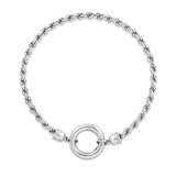 Sterling Silver Rhodium Plated Fancy Push Lock Rope Chain Bracelet (3.40 mm) thumbnail 2