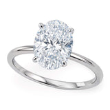 10K white gold ring with 1 oval diamond stone in a solitaire setting thumbnail 1