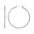 925 sterling silver medium beaded hoop earrings with polished bead detail
