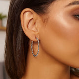 Sterling Silver Medium Bead Hoop Earrings thumbnail 2