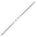 Sterling silver rhodium plated woven link ID bracelet with center engraving plate