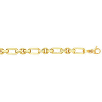 14k Yellow Gold Polished and Textured Link Bracelet (6.30 mm)