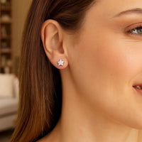 14k White Gold Post Earrings with Stars(6.5mm)