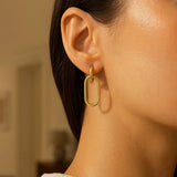 14K Yellow Gold Polished Oval Linked Hoop Earrings thumbnail 2