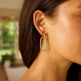14K Yellow Gold Polished Oval Linked Hoop Earrings thumbnail 3