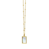 14K yellow gold rectangle necklace with mother-of-pearl and geometric gold accents thumbnail 1