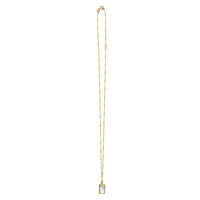 MOP Geometric Gem Rectangle Necklace in 14K Yellow Gold