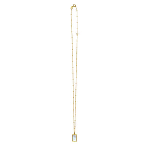 MOP Geometric Gem Rectangle Necklace in 14K Yellow Gold