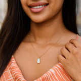 MOP Geometric Gem Rectangle Necklace in 14K Yellow Gold thumbnail 6