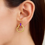 Amethyst Gemstone Baguette Earrings in 14K Yellow Gold thumbnail 2