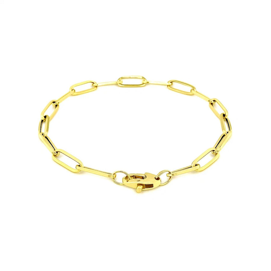 14K Yellow Gold Bold Paperclip Chain Bracelet (4.20 mm)