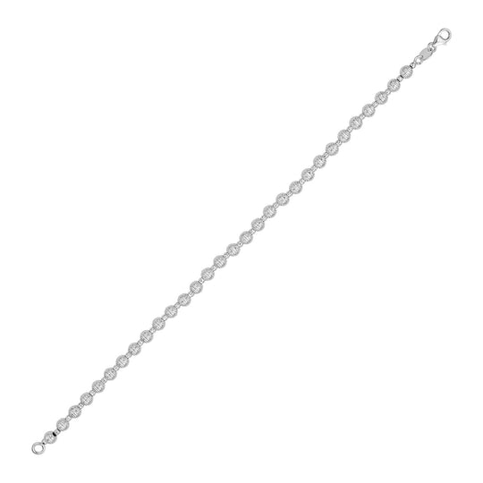 14K white gold disco diamond-cut bead bracelet, 4.00 mm faceted strand