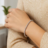 14K White Gold Disco Diamond Cut Bead Bracelet (4.00 mm) thumbnail 4