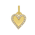 14K yellow gold heart charm pendant with diamond-cut faceted surface