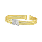 14K Yellow Gold Triple Row Diamond Omega Cuff Bangle thumbnail 2