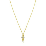14K Yellow Gold Diamon Oro Cross Necklace thumbnail 2