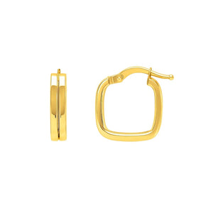 Double Square Tube Hoop Earrings in 14K Yellow Gold