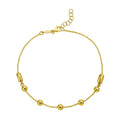 14K yellow gold adjustable bead link bracelet with polished flat links
