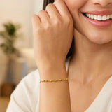 14K Yellow Gold Adjustable Bead Link Bracelet thumbnail 2