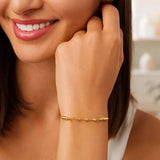 14K Yellow Gold Adjustable Bead Link Bracelet thumbnail 3