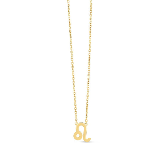 14K yellow gold Leo zodiac lion pendant necklace with sculpted relief design