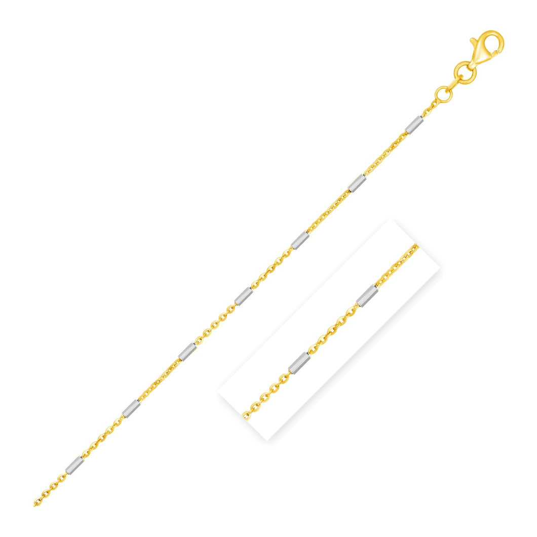 Bar Links Pendant Chain in 14k Two Tone Gold (1.40 mm)