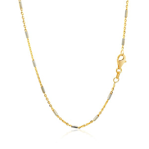 Bar Links Pendant Chain in 14k Two Tone Gold (1.00 mm)