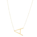 14K yellow gold large initial A pendant necklace with polished block letter
