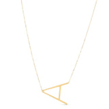 14K yellow gold large initial A pendant necklace with polished block letter thumbnail 1