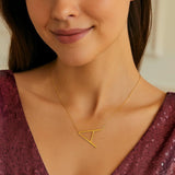 14K Yellow Gold Yours Truly Large Initial A Necklace thumbnail 3
