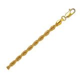 10K yellow gold rope chain bracelet in 4.00 mm width with secure clasp thumbnail 1