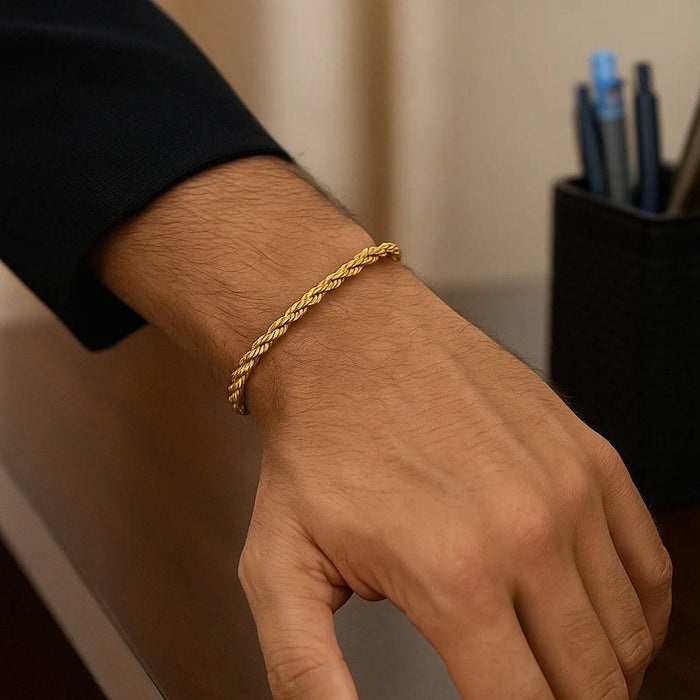 Lite Rope Chain Bracelet in 10k Yellow Gold  (4.00 mm)