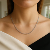 14k White Gold Round Cable Link Chain (2.6 mm)