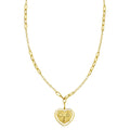 14K yellow gold heart pendant necklace with word motif