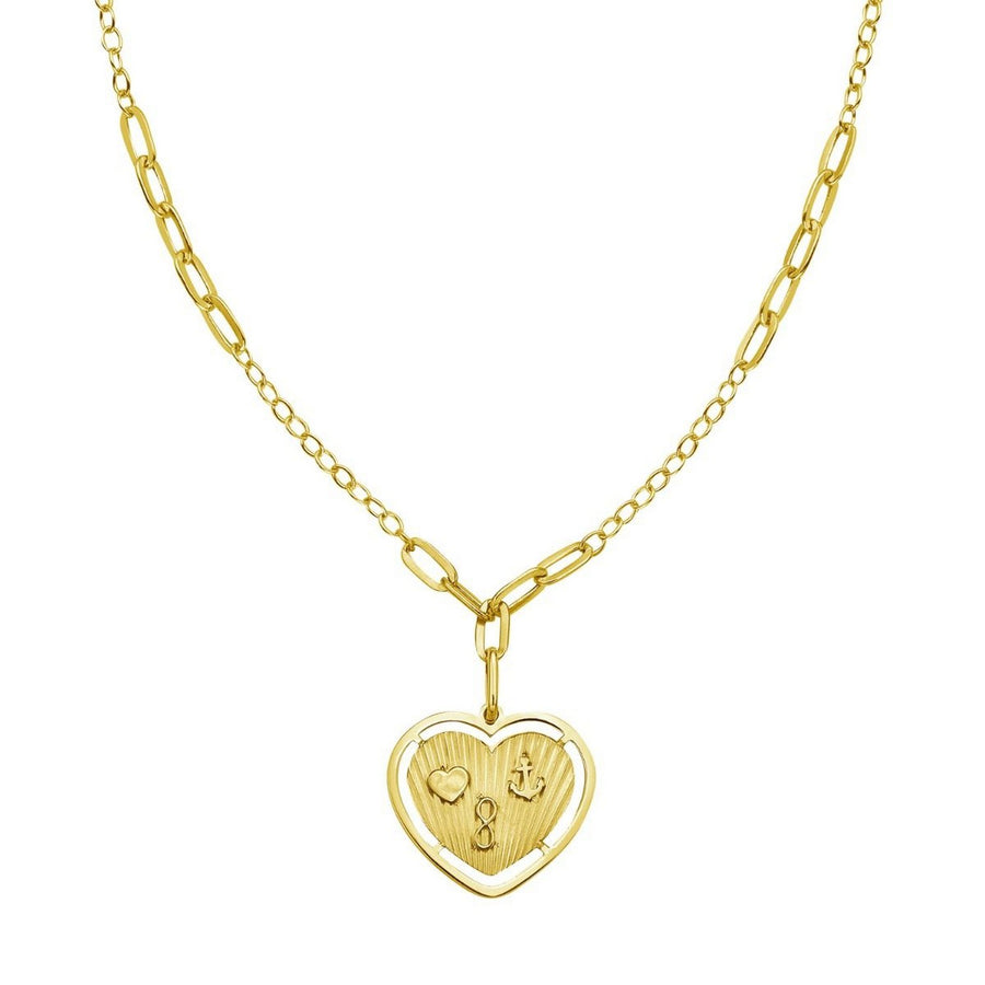 14K Yellow Gold Lucky Forever Heart Necklace
