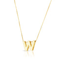 14K yellow gold block letter W initial necklace pendant