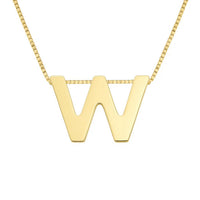 14K Yellow Gold Yours Truly Block Letter Initial W Necklace