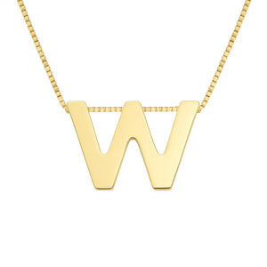 14K Yellow Gold Yours Truly Block Letter Initial W Necklace