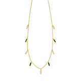 14K Yellow Gold Onyx And MOP Inlay Station Necklace thumbnail 3