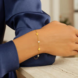 14k Yellow Gold Pearl Clover Bracelet thumbnail 3
