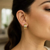 14K Yellow Gold Polished Double Row C Hoop Earrings thumbnail 3