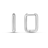 925 sterling silver rectangle hoop earrings with polished squared frames thumbnail 1